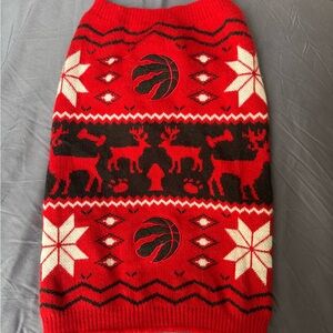 Dog Toronto Raptors Red & Black Holiday Sweater (L)